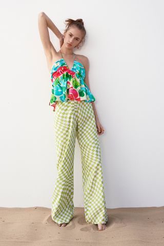 Zara + Floral Print Peplum Top