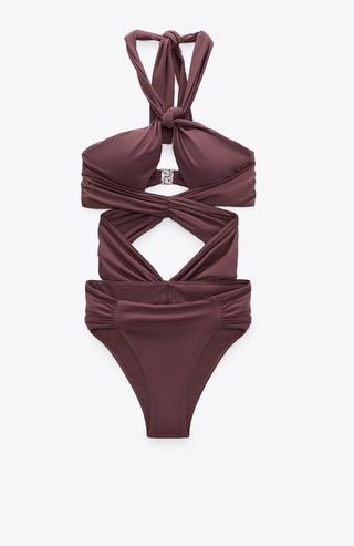 Zara + Draped Wrap Swimsuit