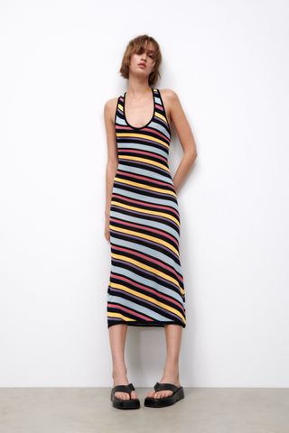 Zara + Diagonal Stripe Knit Dress