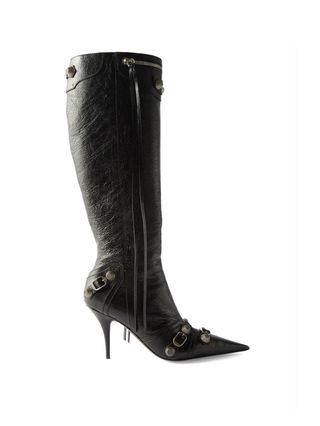 Balenciaga + Cagole Buckled Knee-High Leather Boots