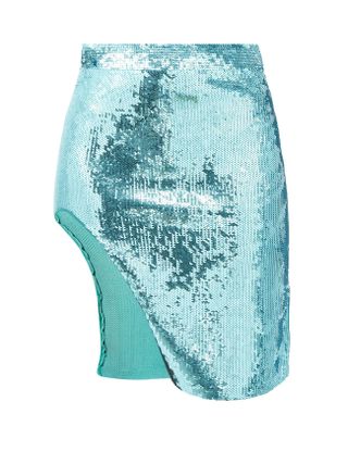 Loewe + Asymmetric Sequinned-Jersey Mini Skirt