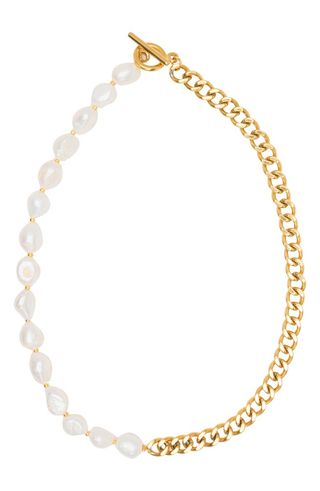 Petit Moments + Golden Hour Attica Freshwater Pearl & Curb Chain Necklace