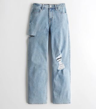 Hollister + High-Rise Ripped Baggy Jeans