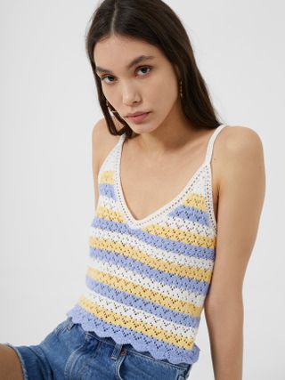 French Connection + Nora Stripe Crochet Vest Top