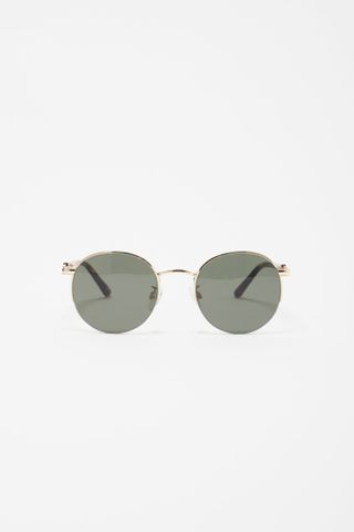 French Connection + Metal Round Rimless Sunglasses