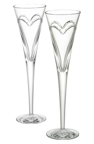 Waterford + Wishes Love & Romance Lead Crystal Champagne Flutes