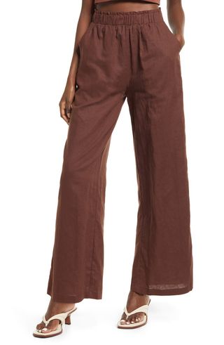 Charlie Holiday + Diana Linen & Cotton Wide Leg Pants