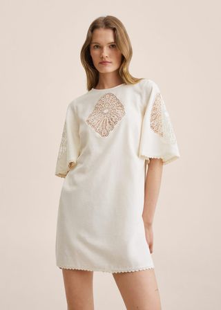 Mango + Embroidered Cotton Dress