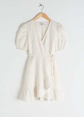 & Other Stories + Puff Sleeve Wrap Mini Dress