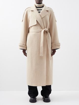 The Frankie Shop + Suzanne Belted Wool-Blend Trench Coat