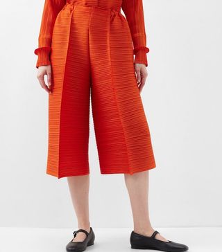 Pleats Please Issey Miyake + Technical-Pleated Wide-Leg Trousers