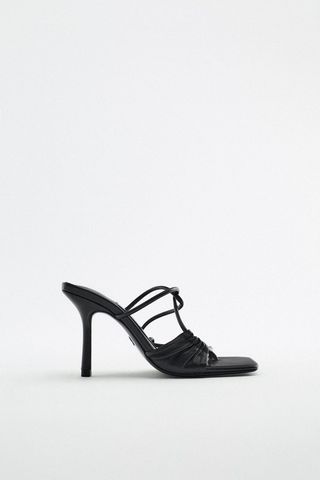Zara + Heeled Asymmetric Leather Sandals