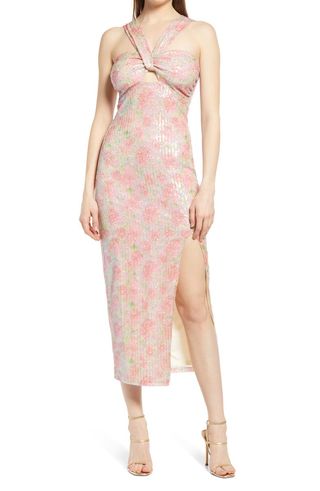 Saylor + Faena Sequin Halter Midi Dress