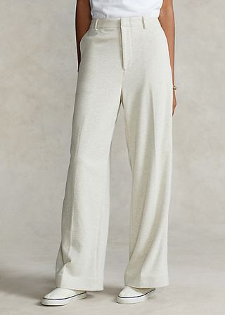 Ralph Lauren + Cotton French Terry Wide-Leg Ankle Trouser
