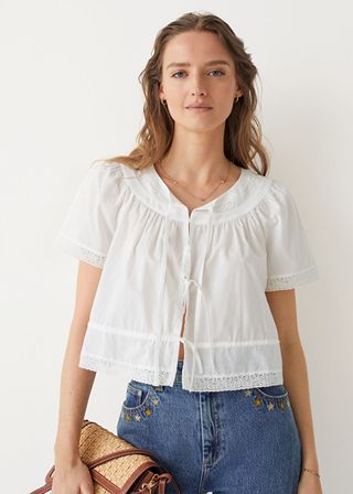 & Other Stories + Short Sleeve Tie Blouse