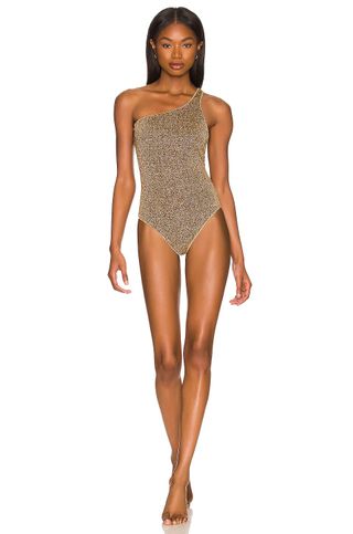Oséree + Lumiere Asymmetrical Maillot One Piece in Sand