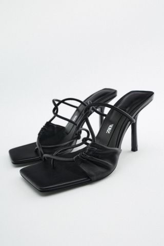 Zara + Heeled Asymmetric Leather Sandals