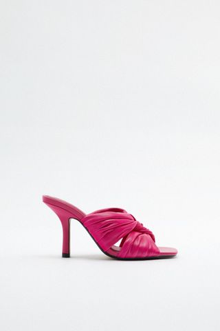 Zara + Crisscross Heeled Leather Sandals
