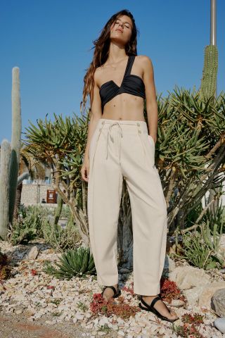 Zara + Tapered Drawstring Pants
