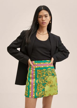 Mango + Baroque Print Skirt