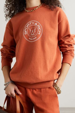 Sporty & Rich + Monaco Printed Cotton-Jersey Sweatshirt