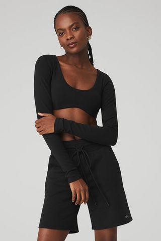 Alo + Ribbed Defined Long Sleeve Bra