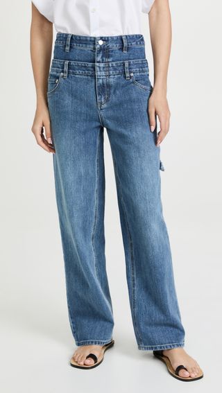 Tibi + Classic Wash Double Waisted Sam Jeans