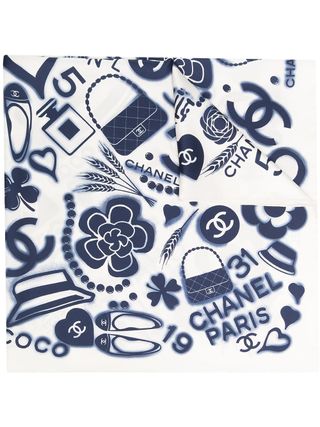 Chanel + Pre-Owned CC Motif Print Scarf