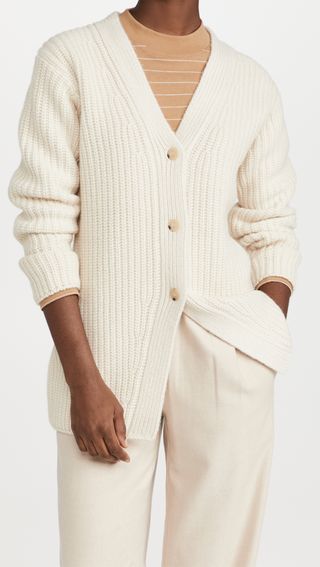 Vince + Fitted Ribbed Cardigan