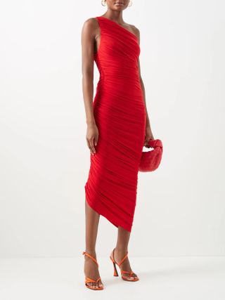 Norma Kamali + Diana One-Shoulder Gathered Jersey Gown