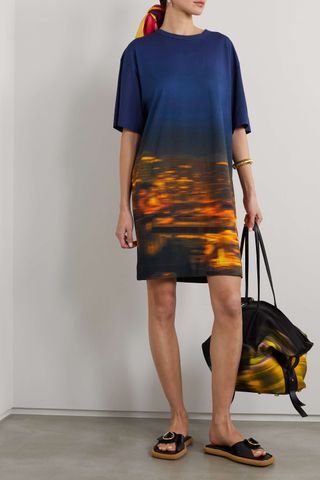 Dries Van Noten + Printed Cotton-Jersey Mini Dress