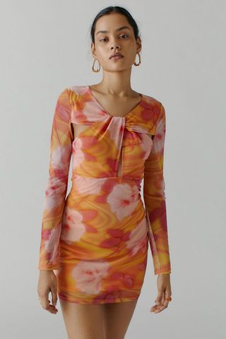 Urban Outfitters + Giuliana Mesh Long Sleeve Mini Dress