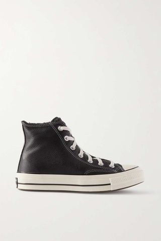 Converse + Chuck Taylor All Star 70 Shearling-Lined Textured-Leather High-Top Sneakers