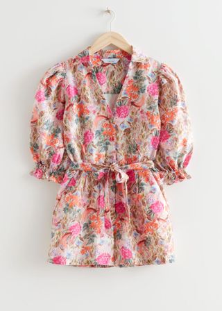 & Other Stories + Belted Puff Sleeve Romper