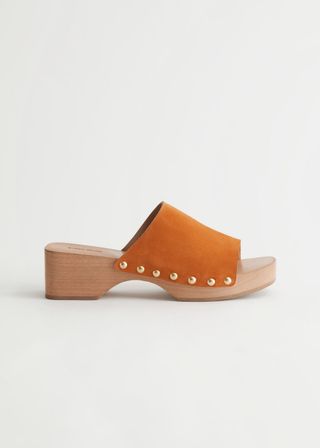 & Other Stories + Studded Suede Wooden Clogs