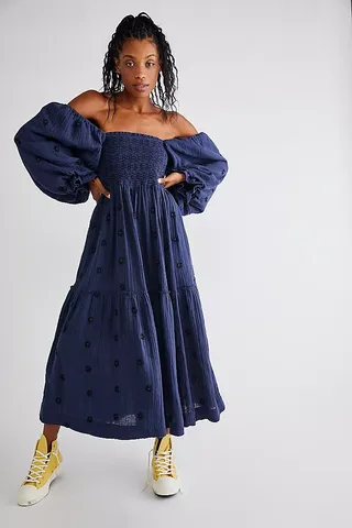 Free People + Dahlia Embroidered Maxi Dress