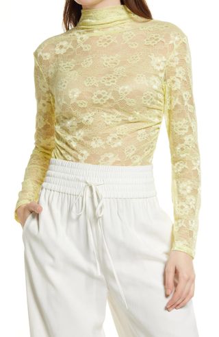 Open Edit + Ruched Lace Top