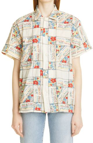 Bode + Patchwork Embroidered Micro Signature Cotton Shirt