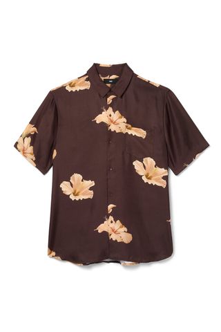 Finney + Boyfriend Silk Shirt Chocolate Modern Hawaiian Woman