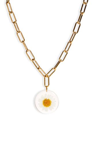 Dauphinette + Pressed Daisy Pendant Chain Necklace