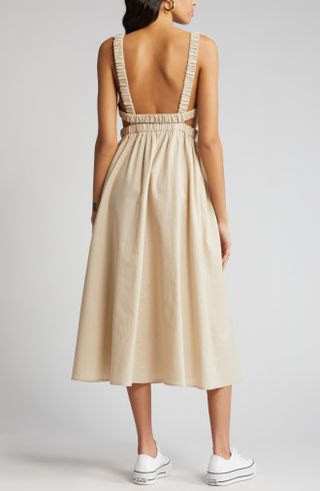 Treasure & Bond + Open Back Linen & Cotton Apron Dress