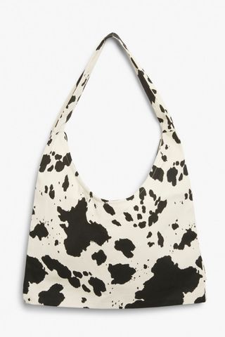 Monki + Cow Print Banana Tote Bag