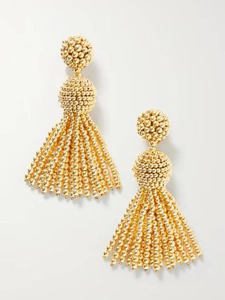 Oscar De La Renta + Gold-Tone Beaded Clip Earrings