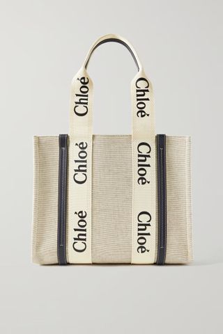 Chloé + Woody Medium Leather-Trimmed Tote