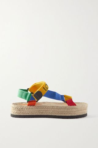 Loewe + + Paula's Ibiza Color-Block Webbing Espadrille Sandals