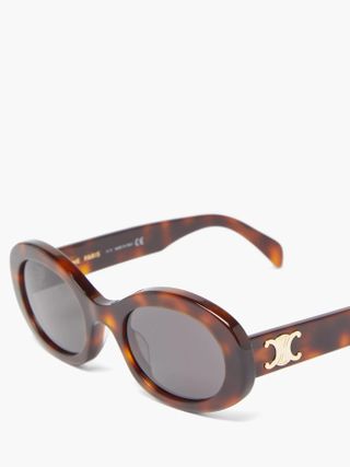 Celine + Triomphe Oval Acetate Sunglasses