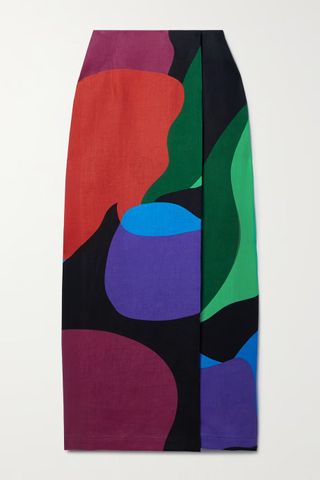 Mara Hoffman + Sunja Wrap-Effect Printed Hemp Midi Skirt