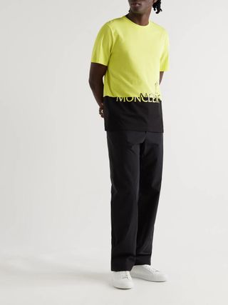 Moncler + Logo-Print Colour-Block Cotton-Jersey T-Shirt