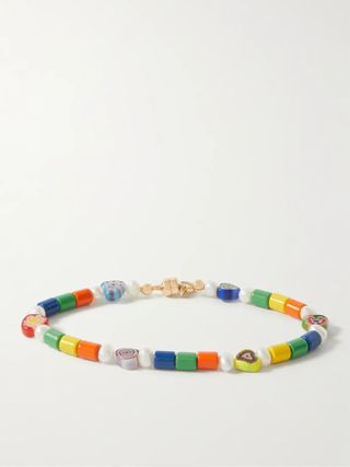 ÉLIOU + Silas Pearl, Glass and Enamel Beaded Bracelet