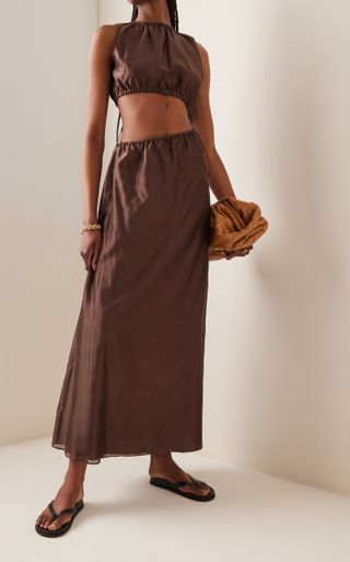 Sir. + Anje Cutout Cotton-Silk Maxi Dress